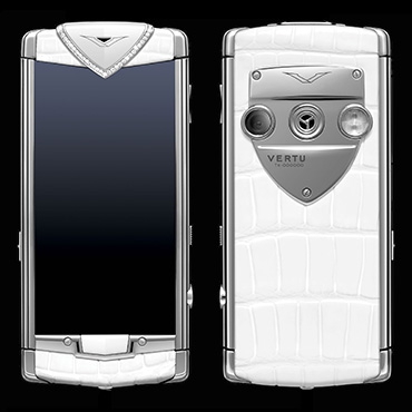 Vertu Constellation T,белая кожа крокодила, полированная сталь, брильянты